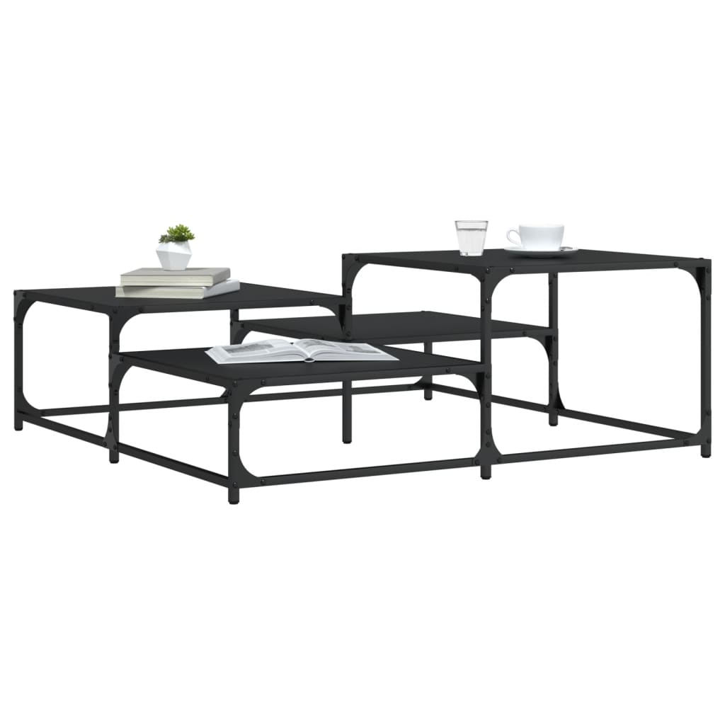 Coffee Table Black 107x107x40 cm Engineered Wood - Merkel Designers