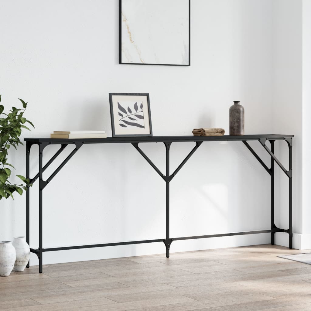 Console Table Black 180x23x75 cm Engineered Wood - Merkel Designers