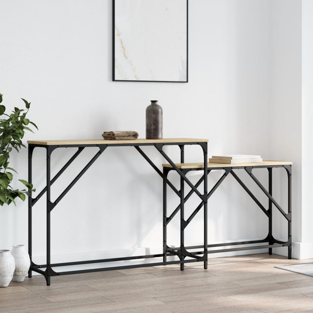 Nesting Console Tables 2 pcs Sonoma Oak Engineered Wood - The Home Maker