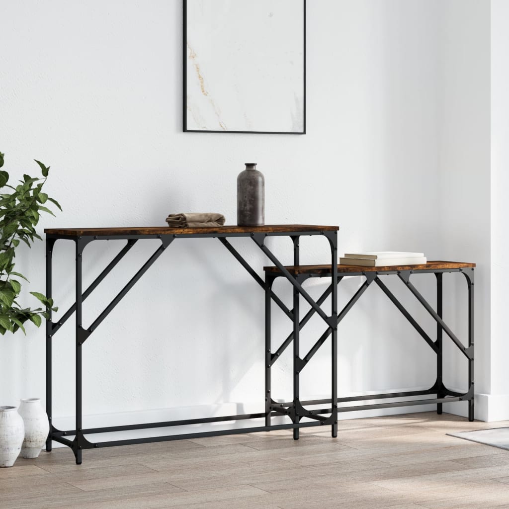 Nesting Console Tables 2 pcs Smoked Oak Engineered Wood - Casper Homes