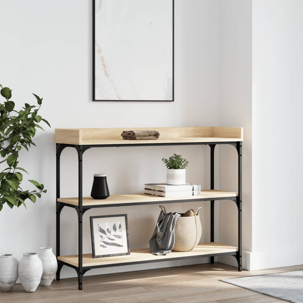 Console Table with Shelves Sonoma Oak 100x30x80 cm - Brittle & Co