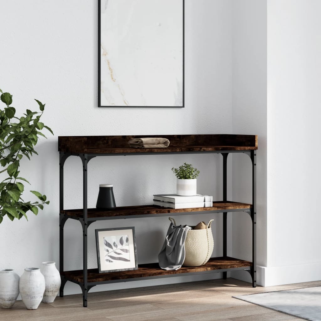 Console Table with Shelves Smoked Oak 100x30x80 cm - Merlin Deals