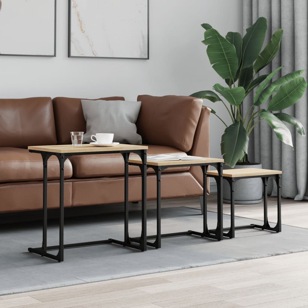 Nesting Coffee Tables 3 pcs Sonoma Oak Engineered Wood - Direct Imports