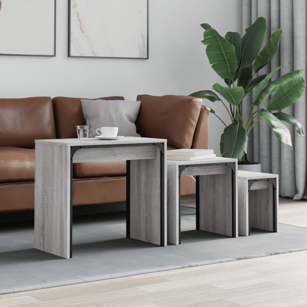 Nesting Coffee Tables 3 Pieces Grey Sonoma Engineered Wood - R and M Furniture