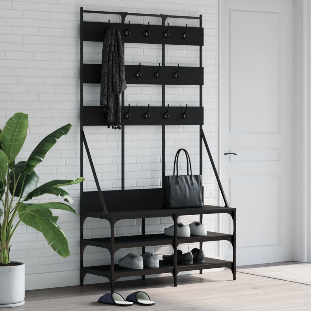 Clothes Rack with Shoe Storage Black 100x40x184 cm - Brittle & Co