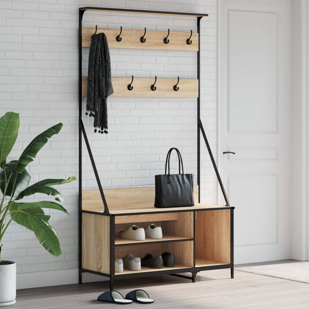 Clothes Rack with Shoe Storage Sonoma Oak 100x41x184 cm - Sid & Sam