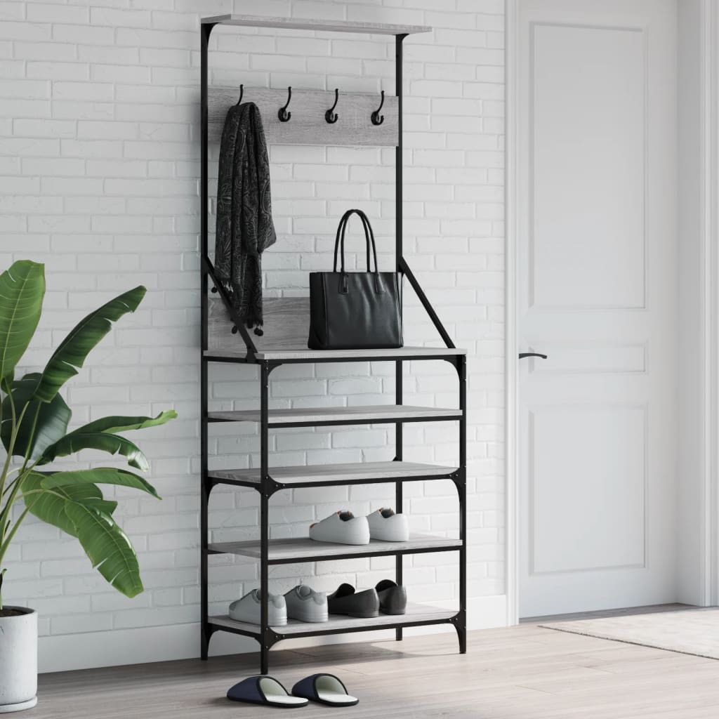 Clothes Rack with Shoe Storage Grey Sonoma 70x34x184 cm - Merlin Deals