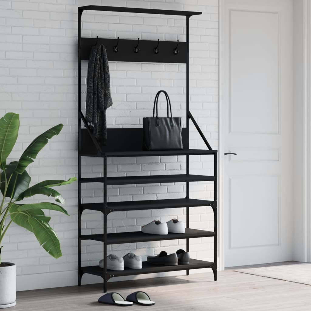 Clothes Rack with Shoe Storage Black 90x34x184 cm - Merlin Deals