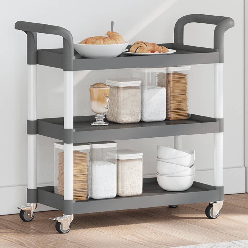 3-Tier Trolley Grey 77x34x72 cm Aluminium - Brittle & Co