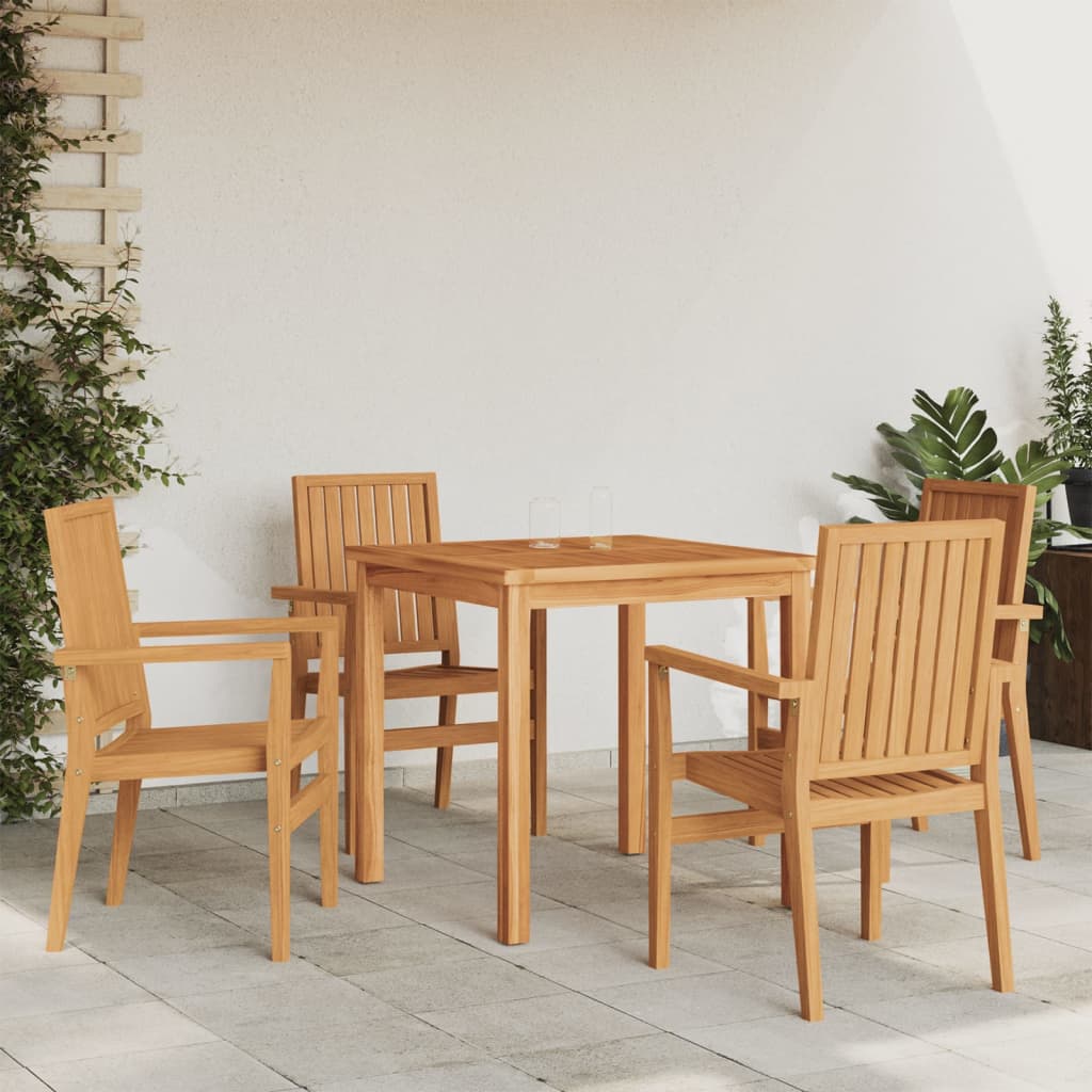 Stackable Garden Chairs 4 pcs 56.5x57.5x91 cm Solid Wood Teak - Millennium Furniture