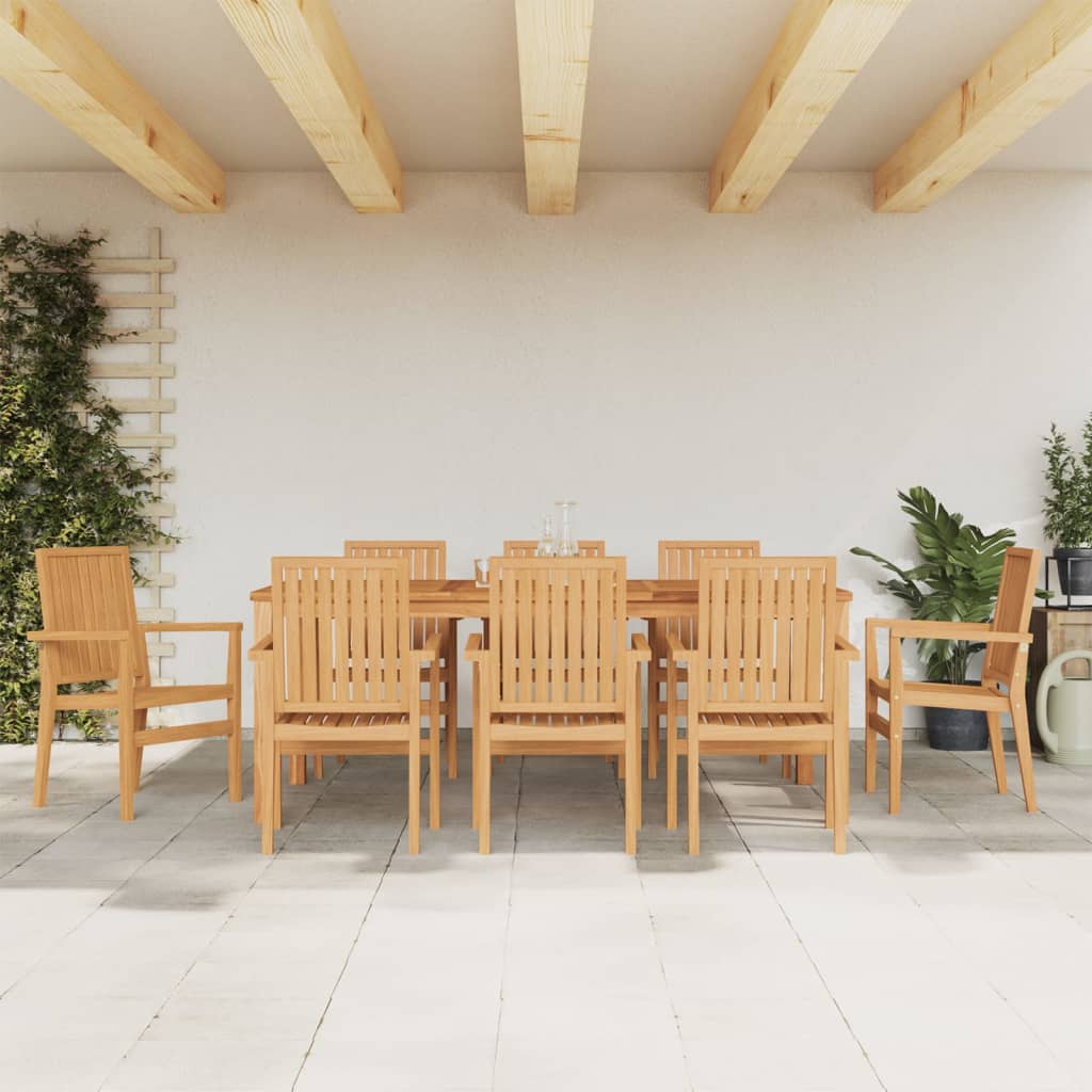 Stackable Garden Chairs 8 pcs 56.5x57.5x91 cm Solid Wood Teak - Unbeatable Bargains