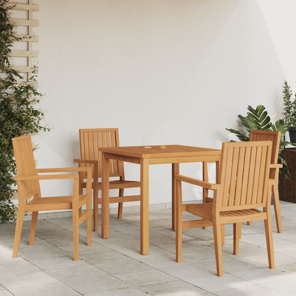5 Pcs Garden Dining Set Solid Wood Teak - Merkel Designers
