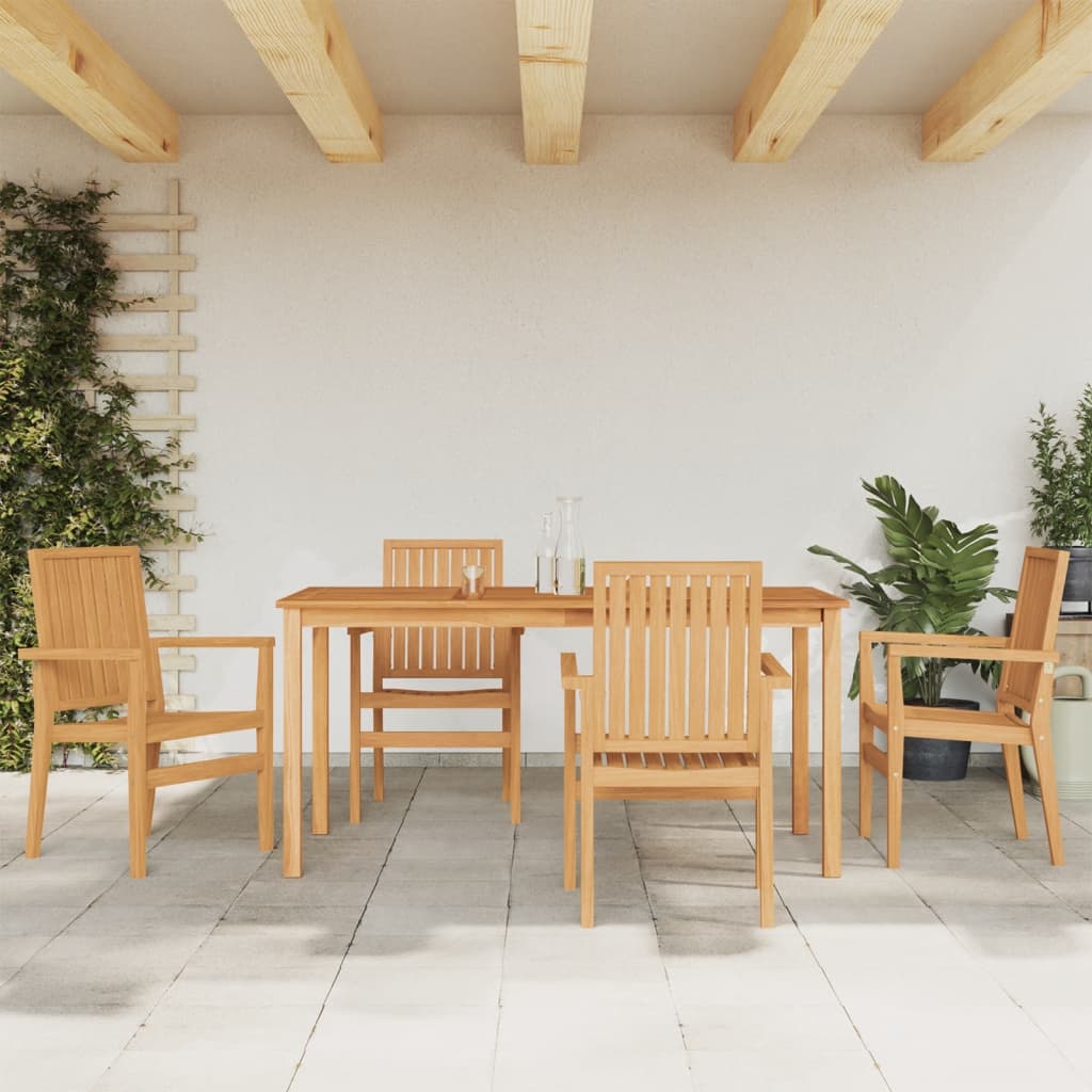 5 Pcs Garden Dining Set Solid Wood Teak - Unbeatable Bargains
