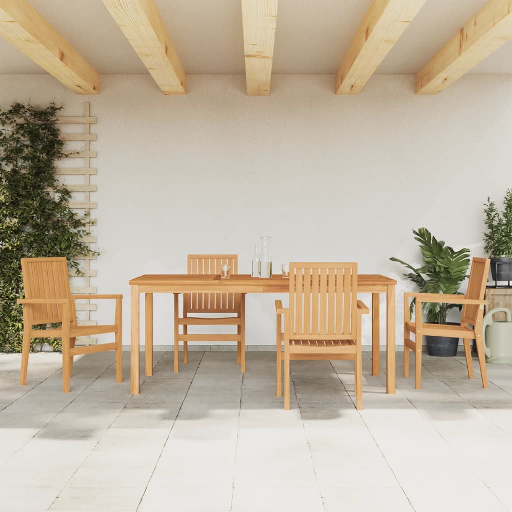 5 Pcs Garden Dining Set Solid Wood Teak - Merkel Designers