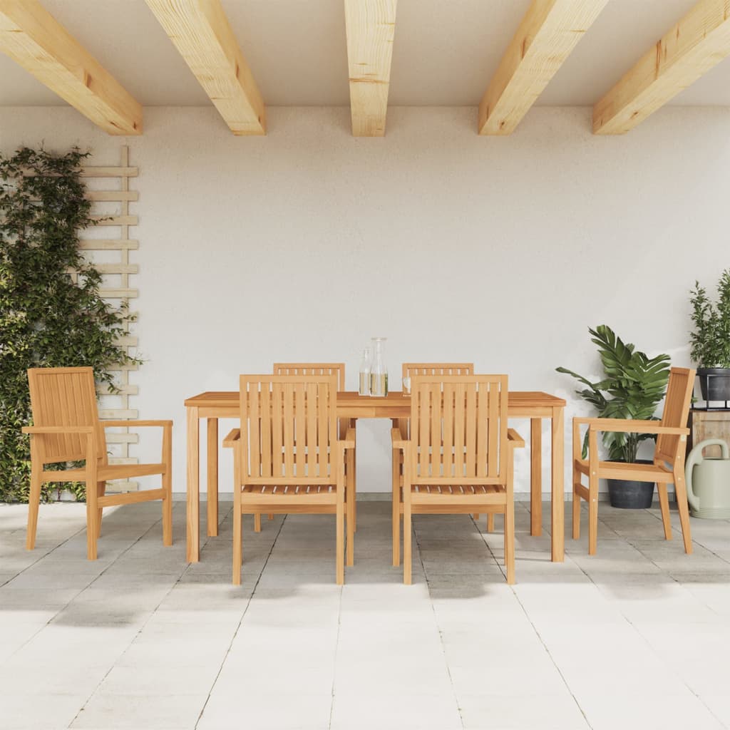 7 Pcs Garden Dining Set Solid Wood Teak - Unbeatable Bargains