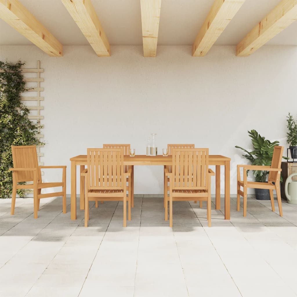 7 Pcs Garden Dining Set Solid Wood Teak - Style and Chic