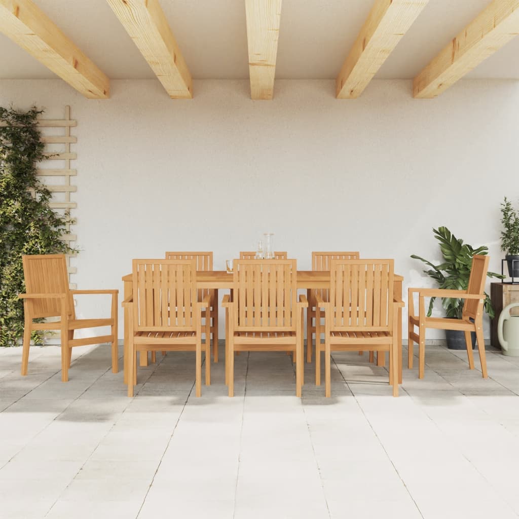 9 Pcs Garden Dining Set Solid Wood Teak - Unbeatable Bargains