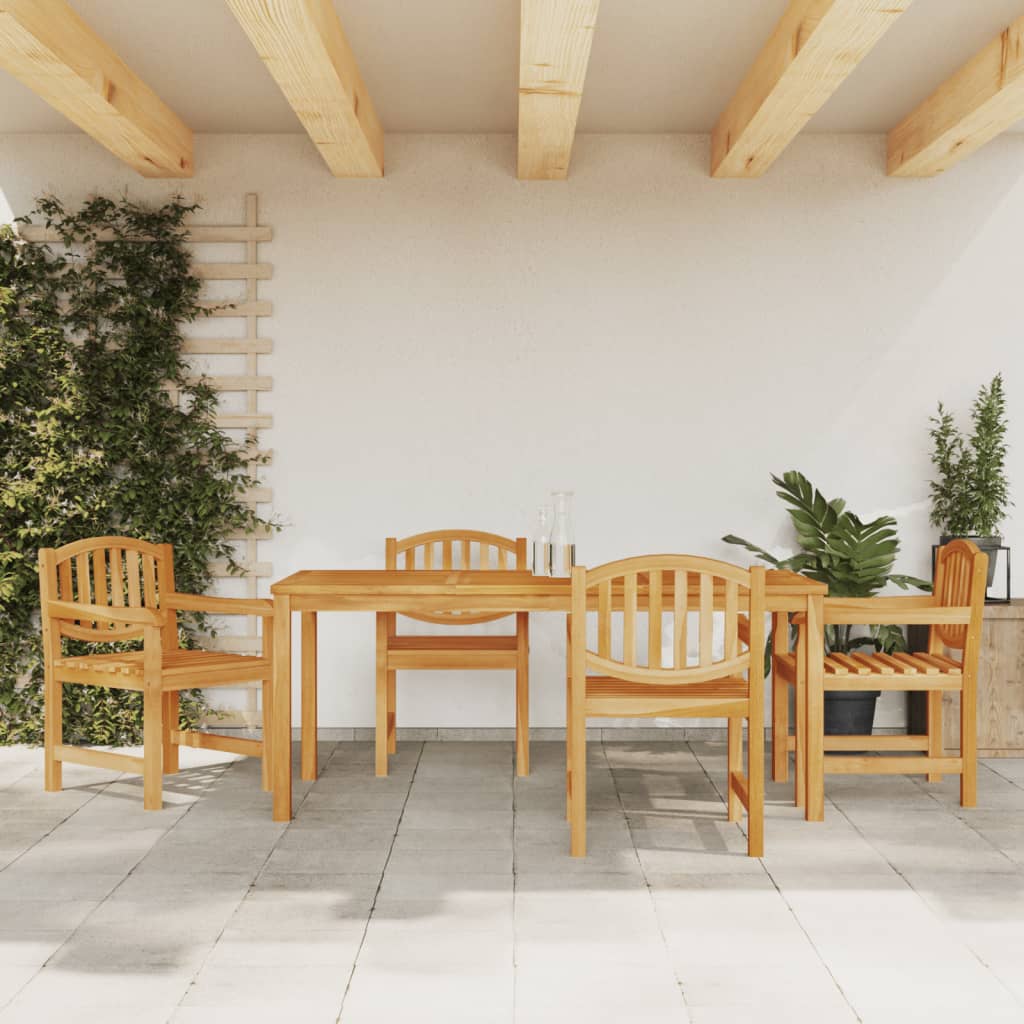 5 Pcs Garden Dining Set Solid Wood Teak - Merkel Designers