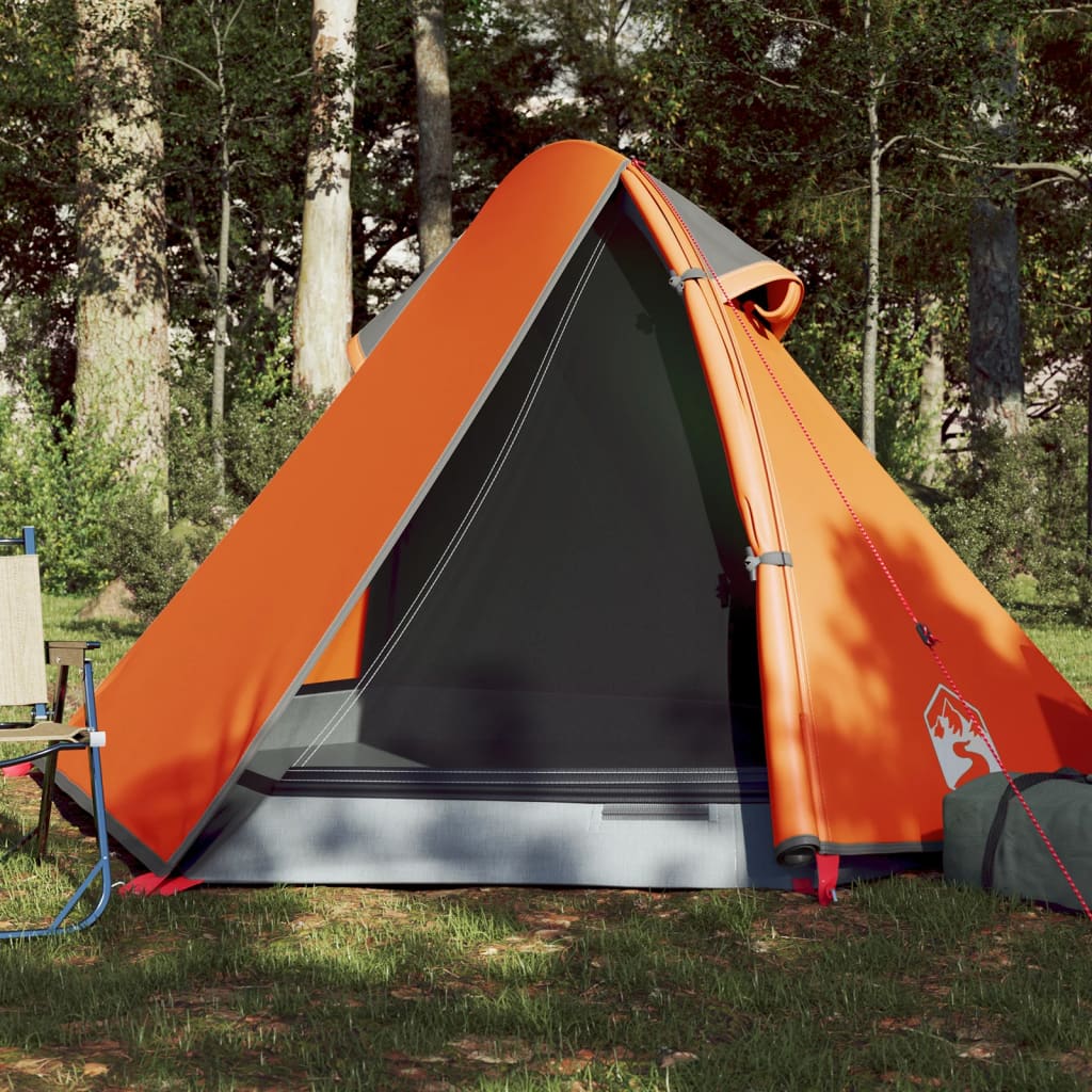 Camping Tent 2 Persons Grey&Orange 267x154x117 cm 185T Taffeta - Merlin Deals