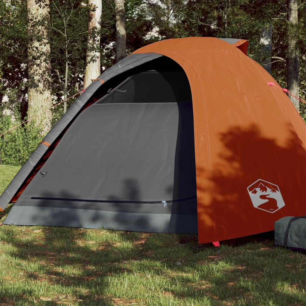 Camping Tent 4 Persons Grey&Orange 267x272x145 cm 185T Taffeta - Merlin Deals