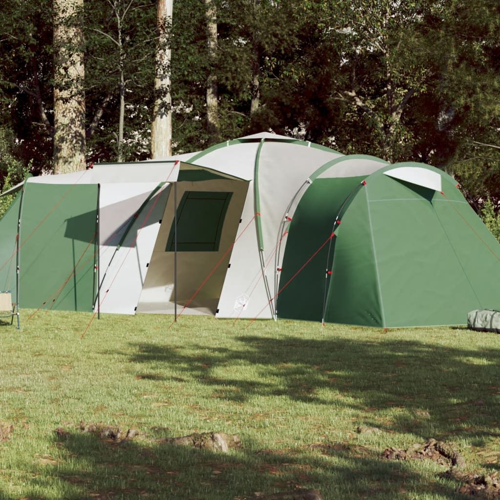 Camping Tent 12 Persons Green 840x720x200 cm 185T Taffeta - Style and Chic