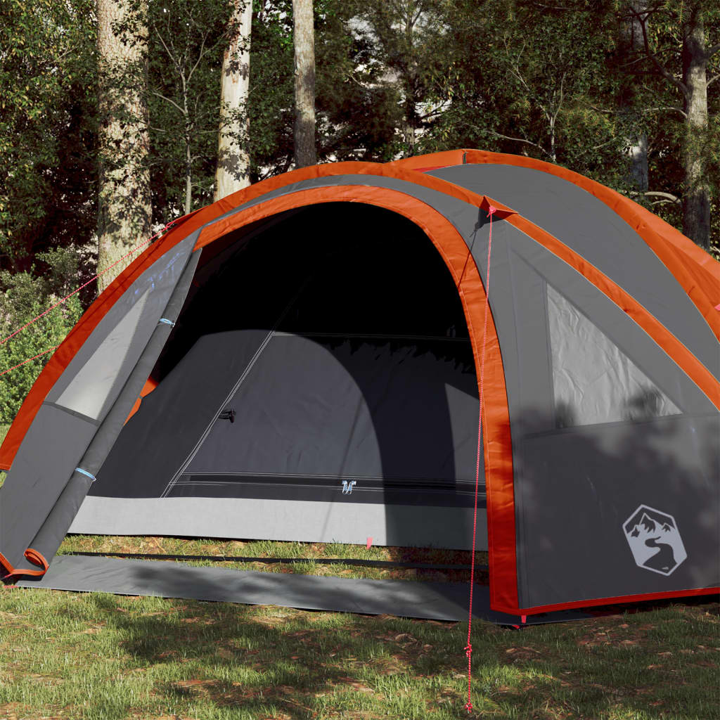 Camping Tent 4 Persons Grey&Orange 300x250x132 cm 185T Taffeta - Direct Imports