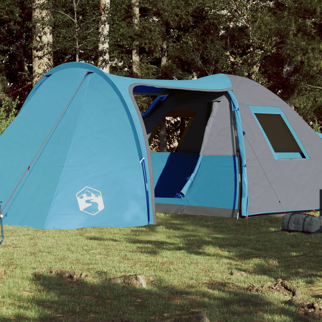 Camping Tent 6 Persons Blue 466x342x200 cm 185T Taffeta - Merkel Designers
