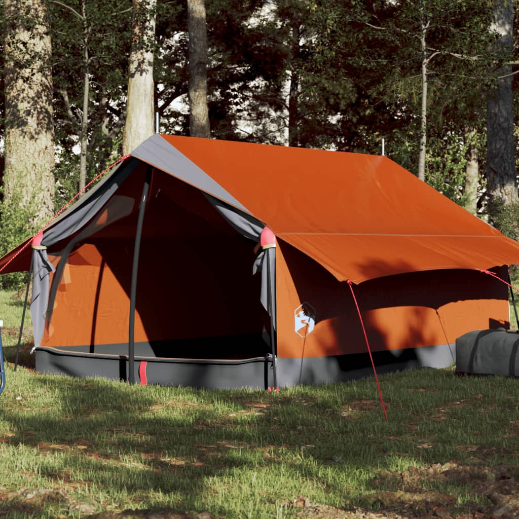 Camping Tent 2 Persons Grey&Orange 193x122x96 cm 185T Taffeta - Merlin Deals