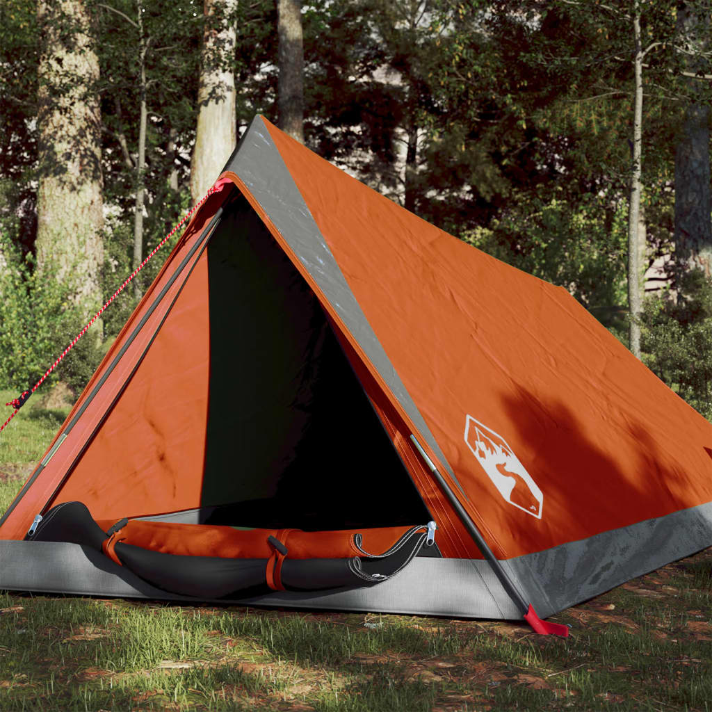 Camping Tent 2 Persons Grey&Orange 200x120x88/62 cm 185T Taffeta - Direct Imports