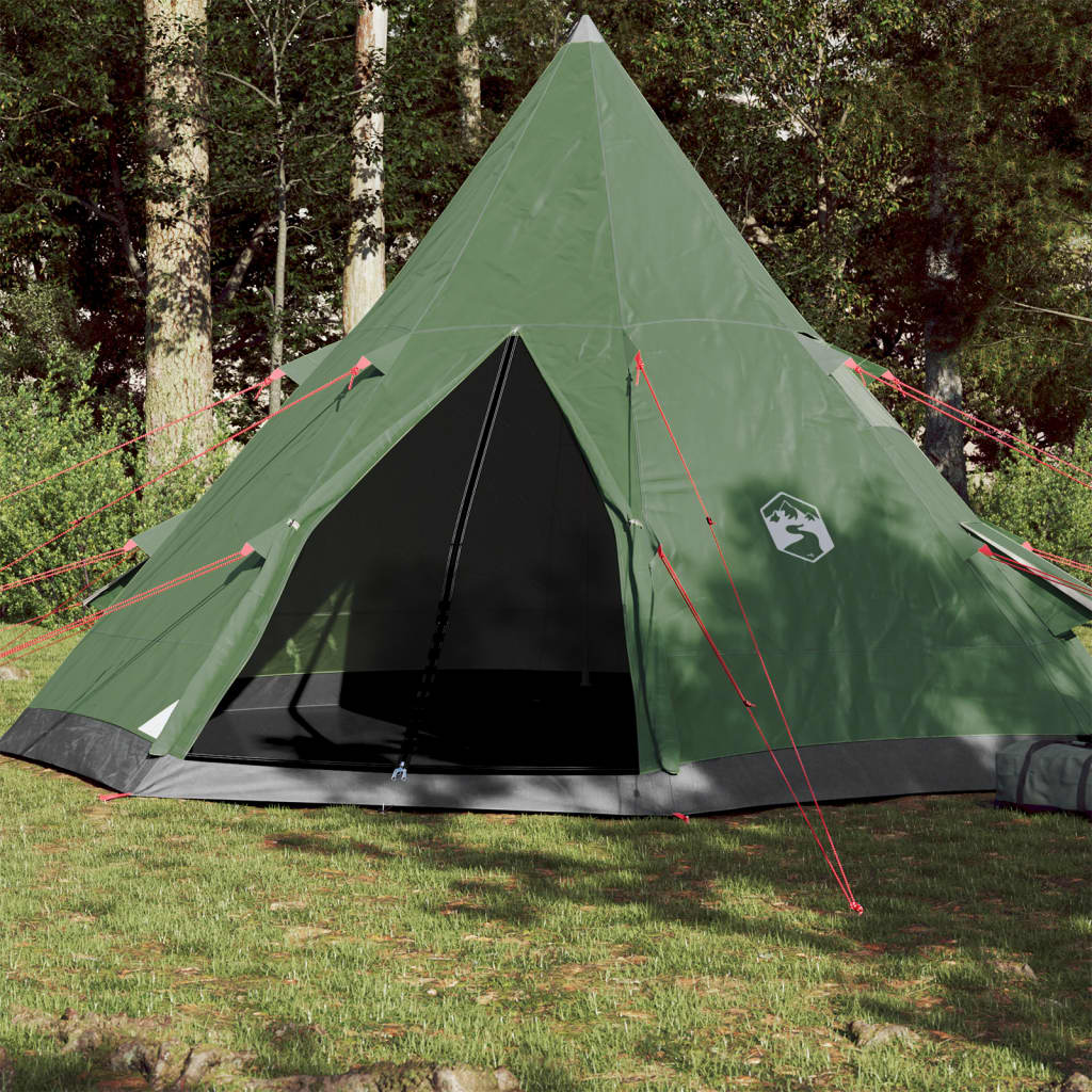 Camping Tent 4 Persons Green 367x367x259 cm 185T Taffeta - Merlin Deals