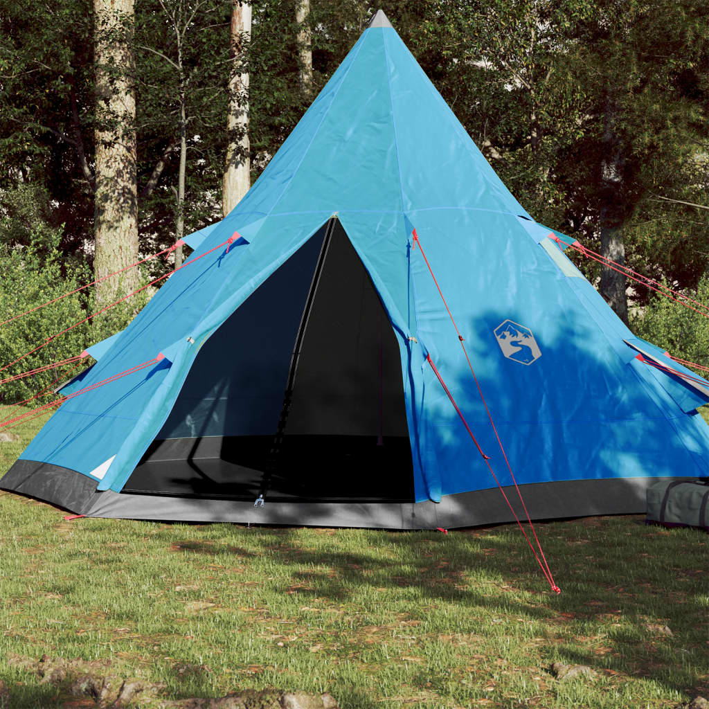 Camping Tent 4 Persons Blue 367x367x259 cm 185T Taffeta - Brittle & Co
