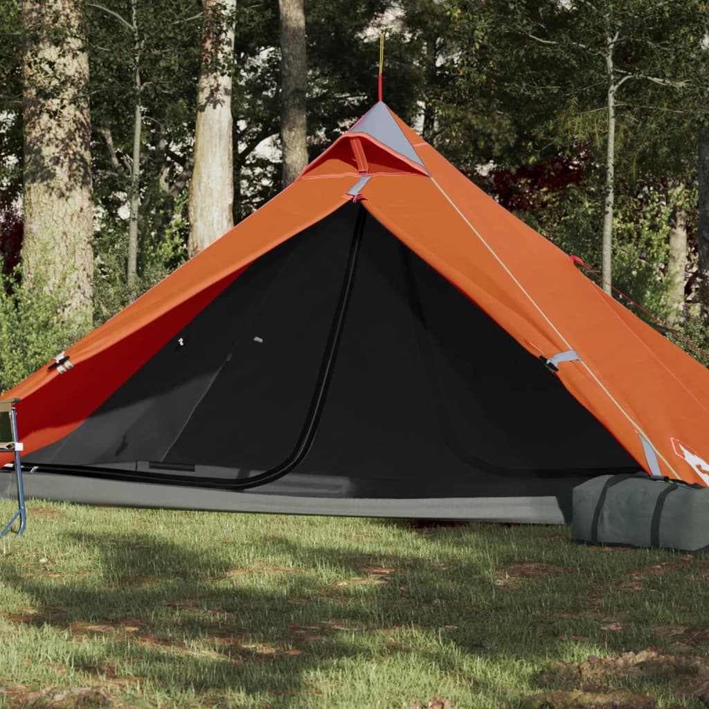 Camping Tent 1 Person Grey&Orange 255x153x130 cm 185T Taffeta - All Things Good