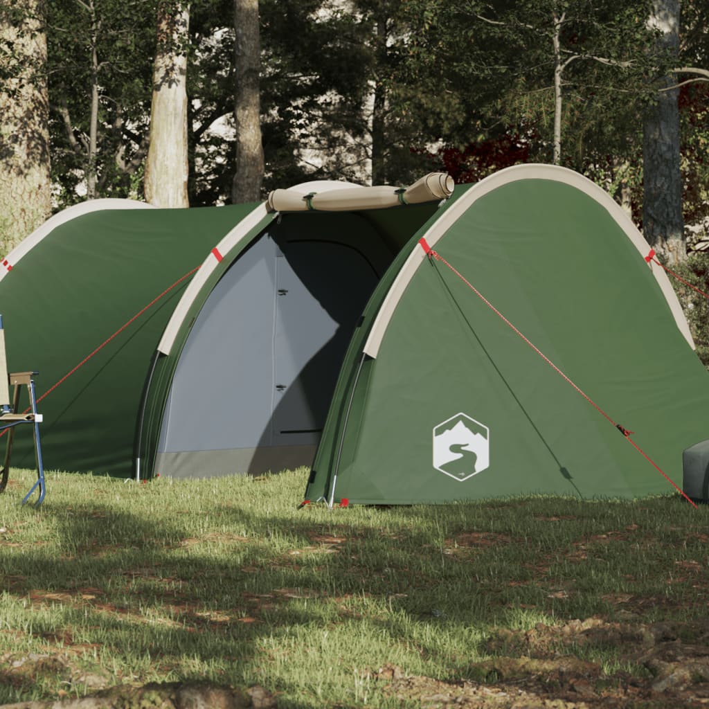 Camping Tent 4 Persons Green 405x170x106 cm 185T Taffeta - Merkel Designers