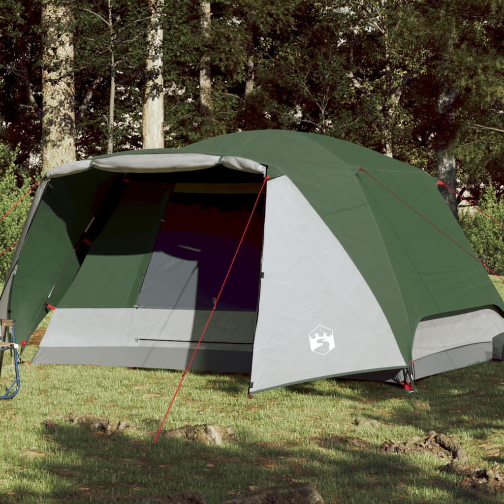 Camping Tent 6 Persons Green 412x370x190 cm 190T Taffeta - The Home Maker