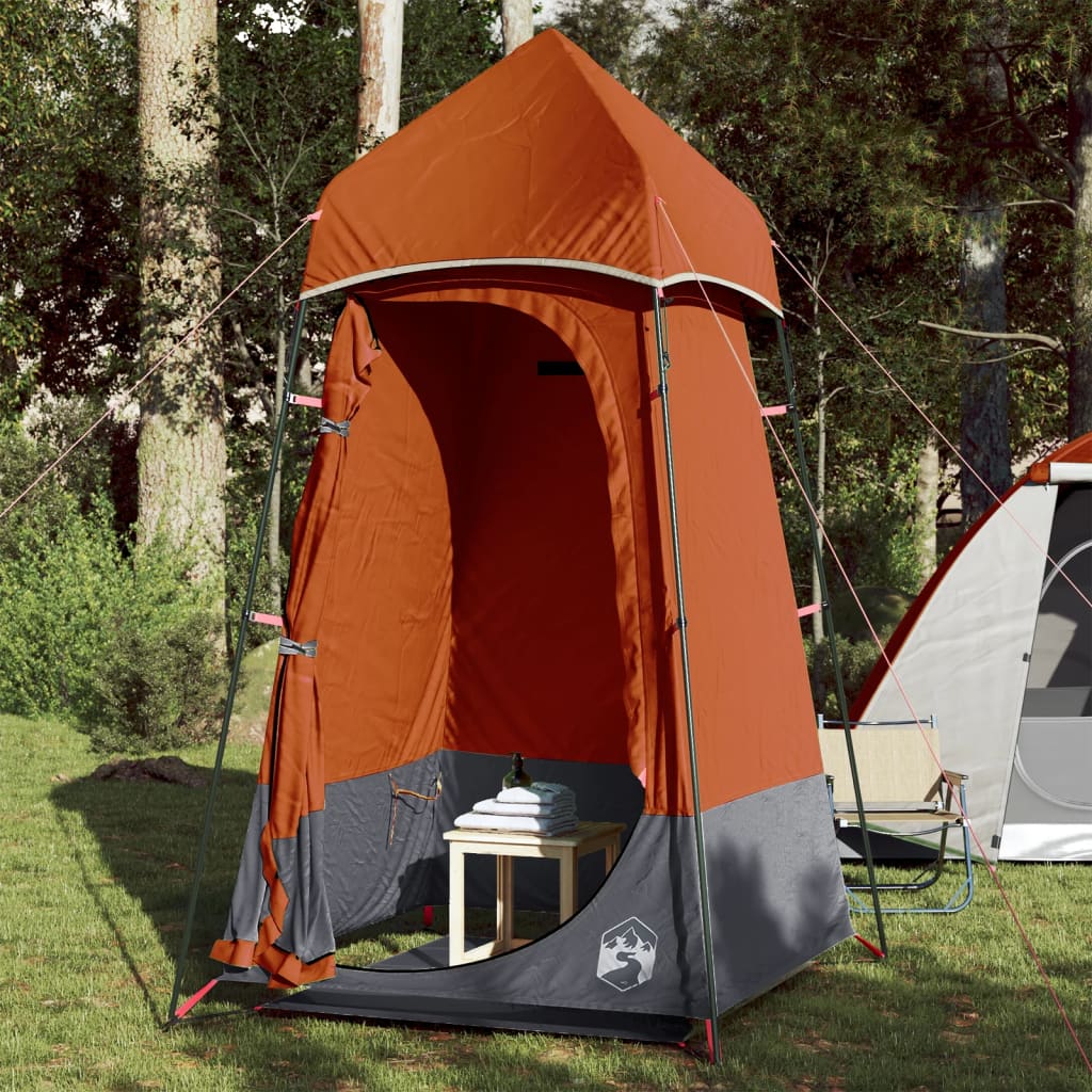 Privacy Tent Grey and Orange 121x121x225 cm 190T Taffeta - The Home Maker
