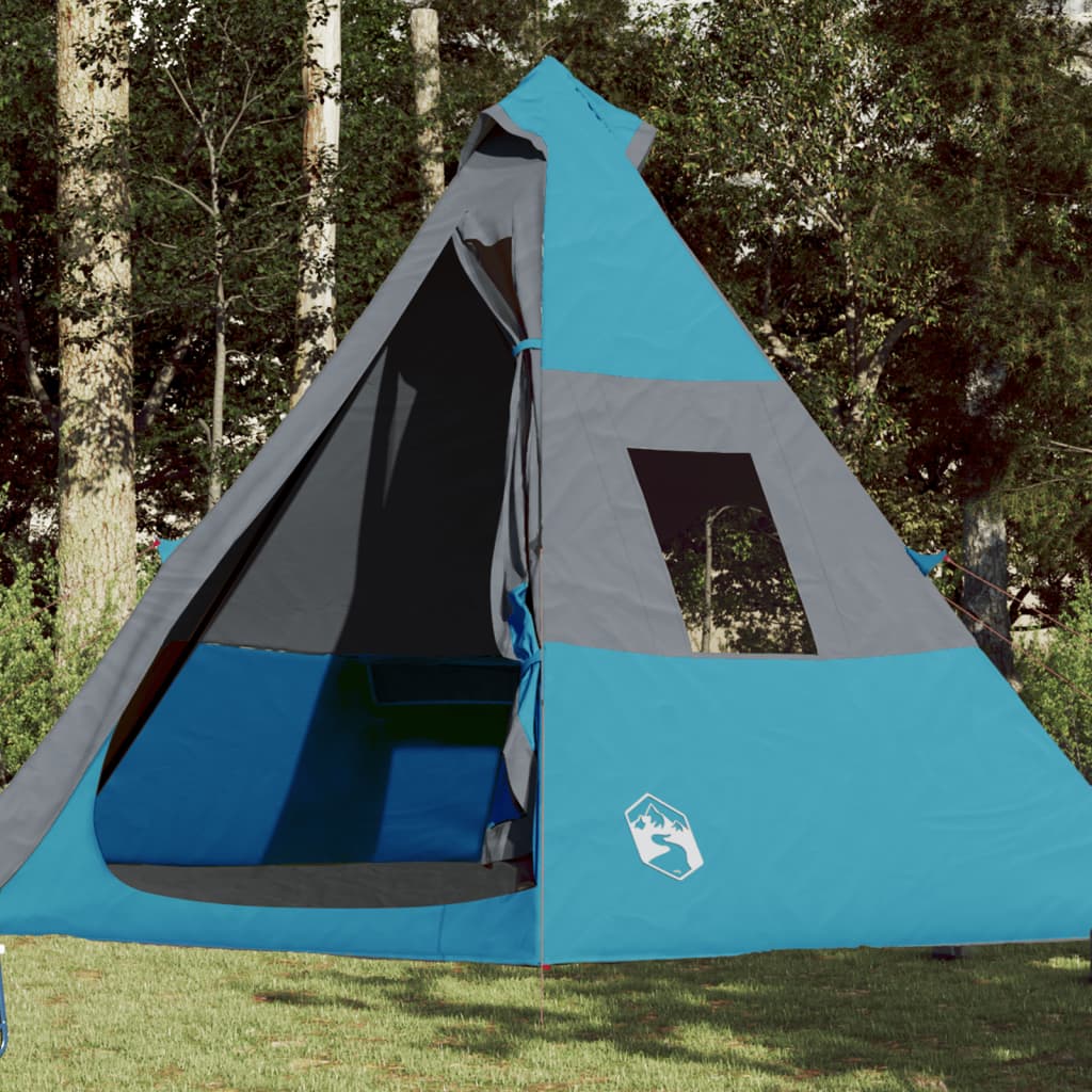 Camping Tent 7 Persons Blue 350x350x280 cm 185T Taffeta - Style and Chic