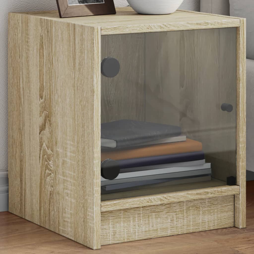 Bedside Table - LINDEN 2 Piece Nightstand Sonoma Oak 35cm - Brittle & Co
