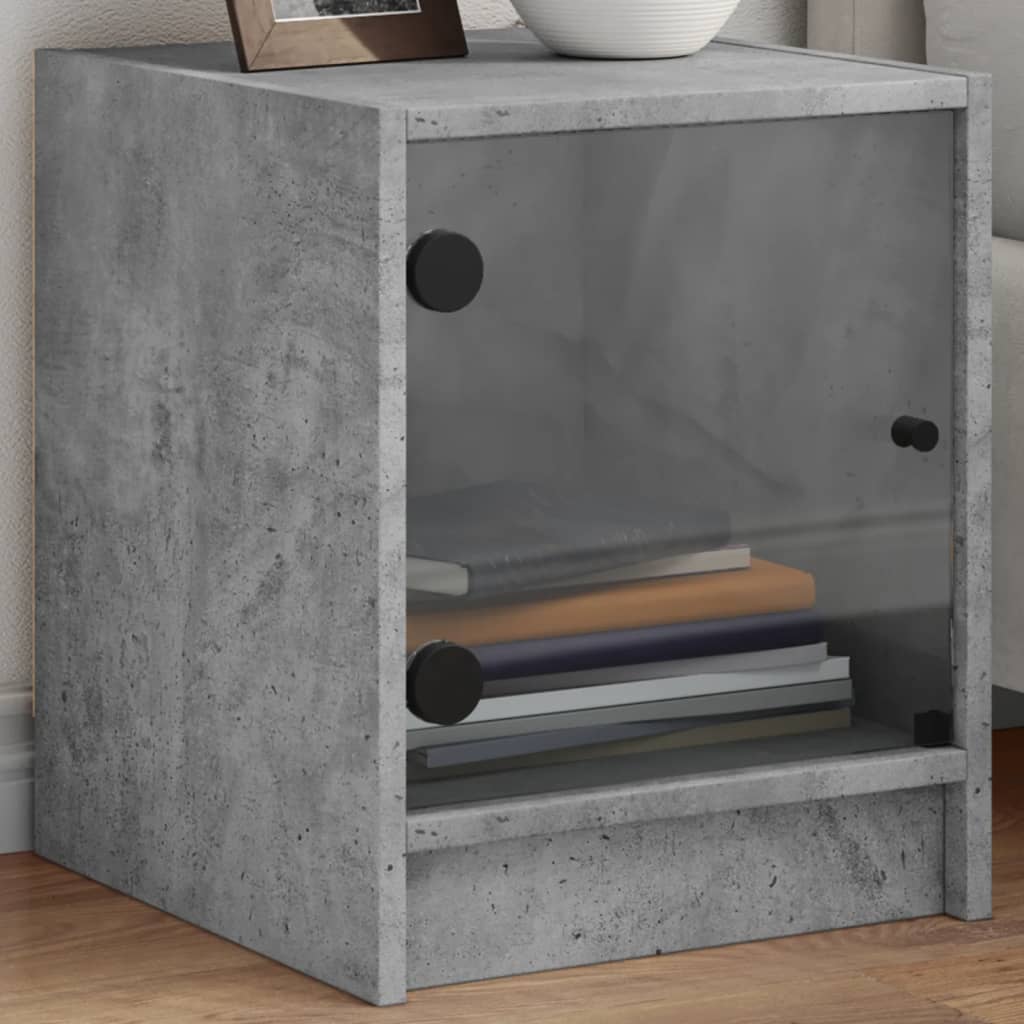 Bedside Table - LINDEN 2 Piece Nightstand Concrete Grey 35cm - Style and Chic