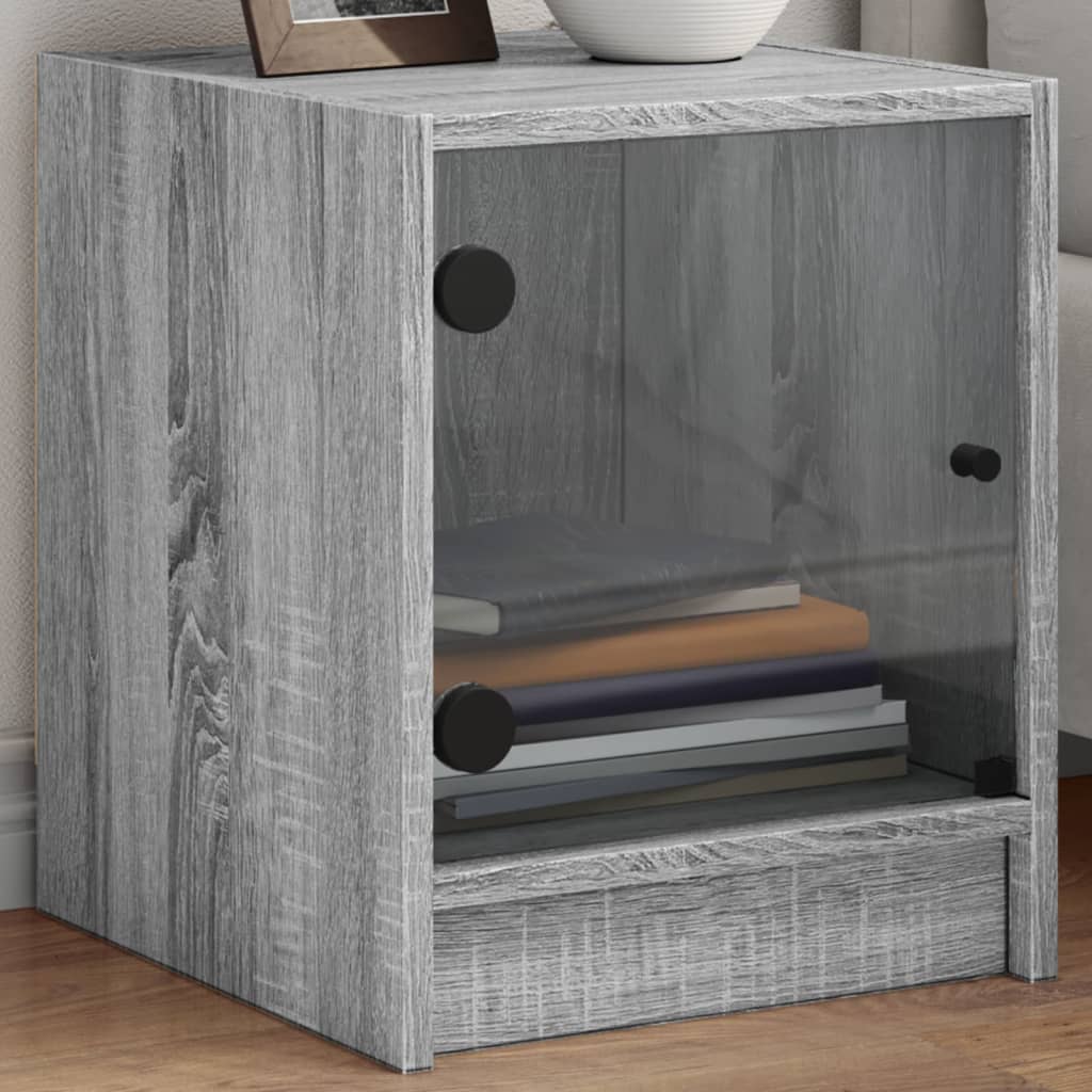 Bedside Table - LINDEN 2 Piece Nightstand Grey Sonoma 35cm - Merlin Deals