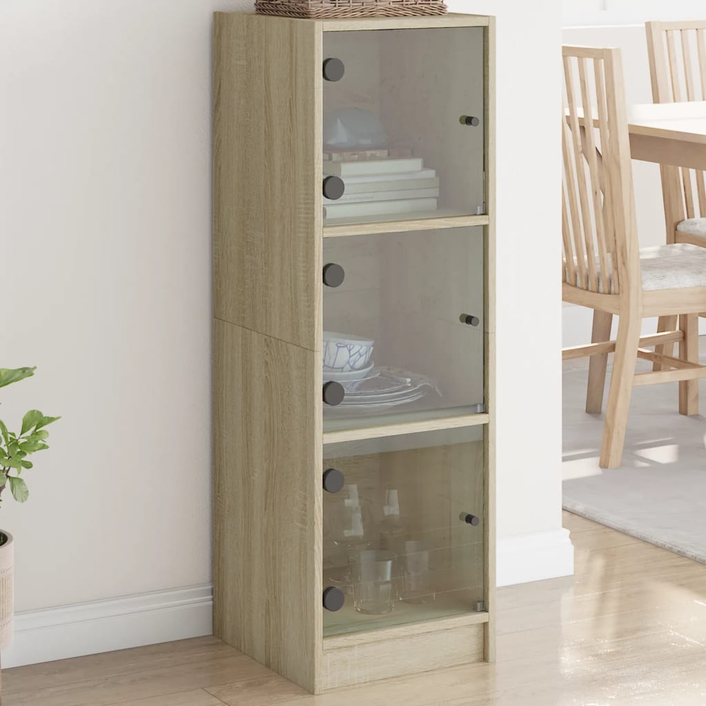 Highboard with Glass Doors Sonoma Oak 35x37x109 cm - Millennium Furniture