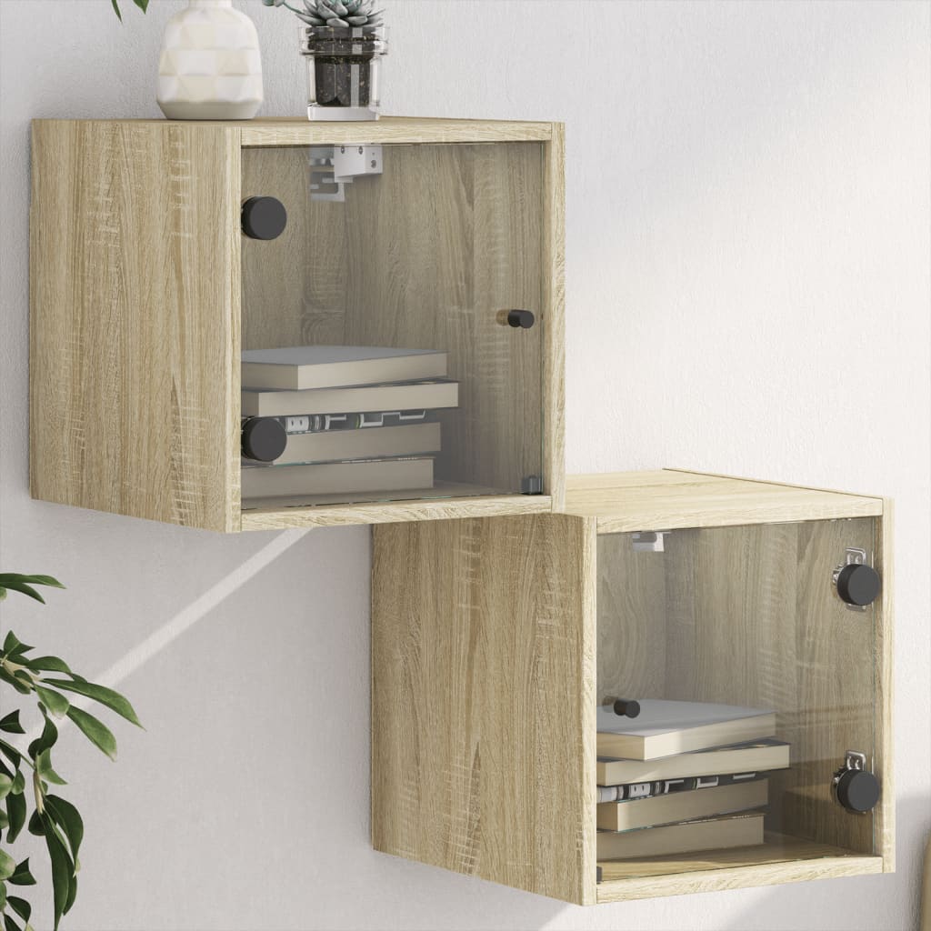 Bedside Table - MAPLE 2 Piece Nightstand Sonoma Oak 35cm - Merlin Deals