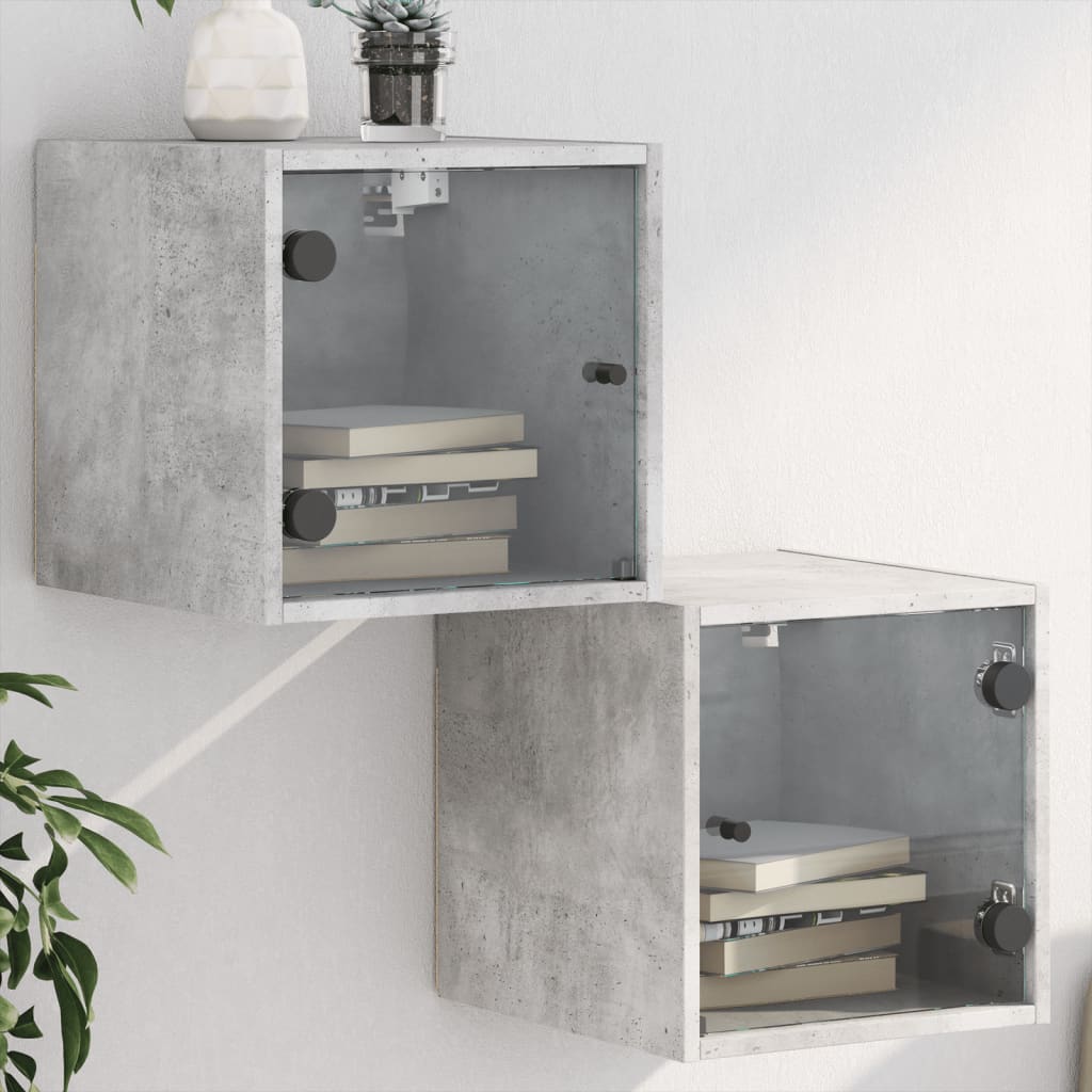 Bedside Table - MAPLE 2 Piece Nightstand Concrete Grey 35cm - All Things Good