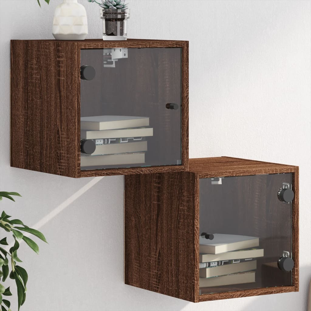 Bedside Table - MAPLE 2 Piece Nightstand Brown Oak 35cm - Style and Chic