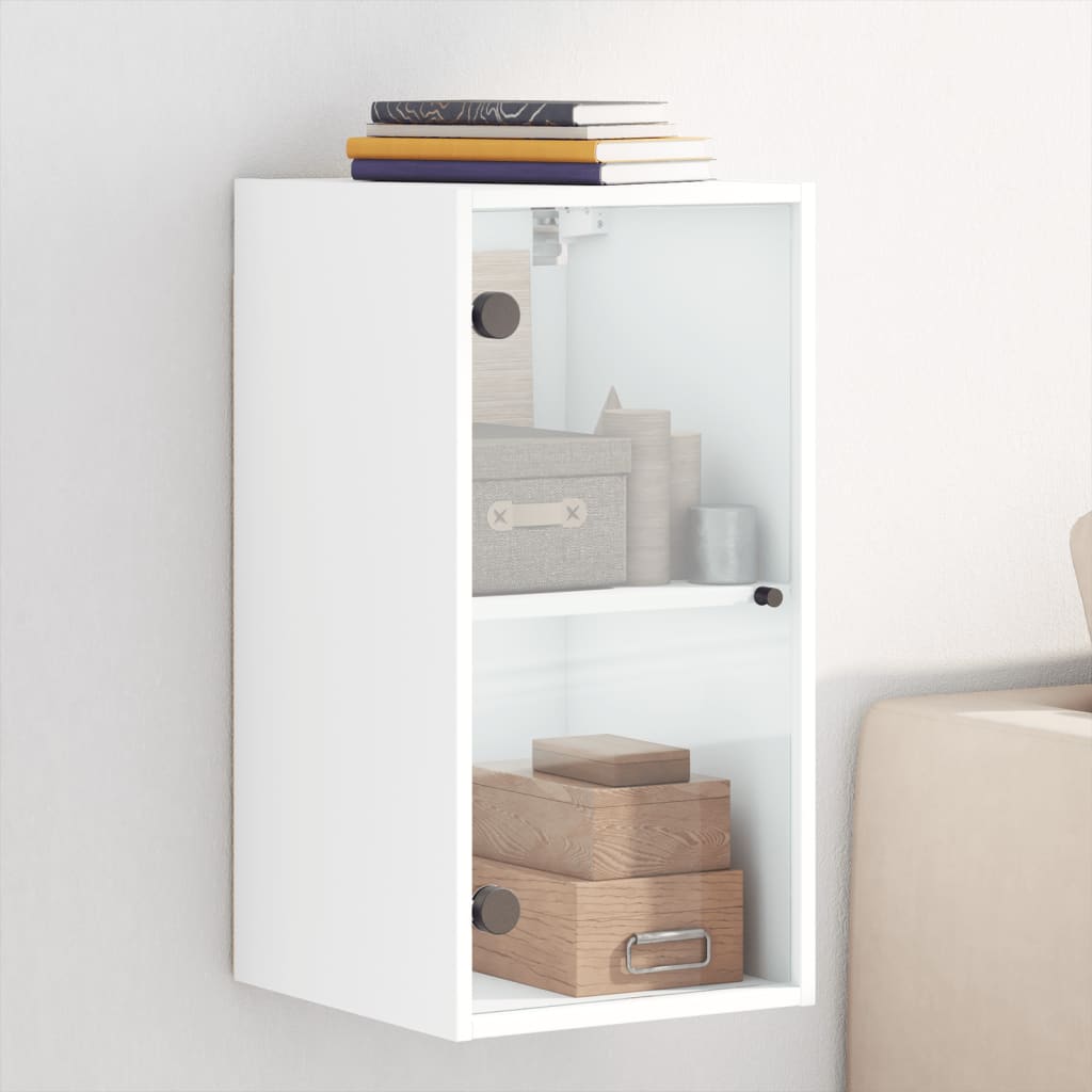 Wall Cabinet with Glass Doors White 35x37x68.5 cm - All Things Good
