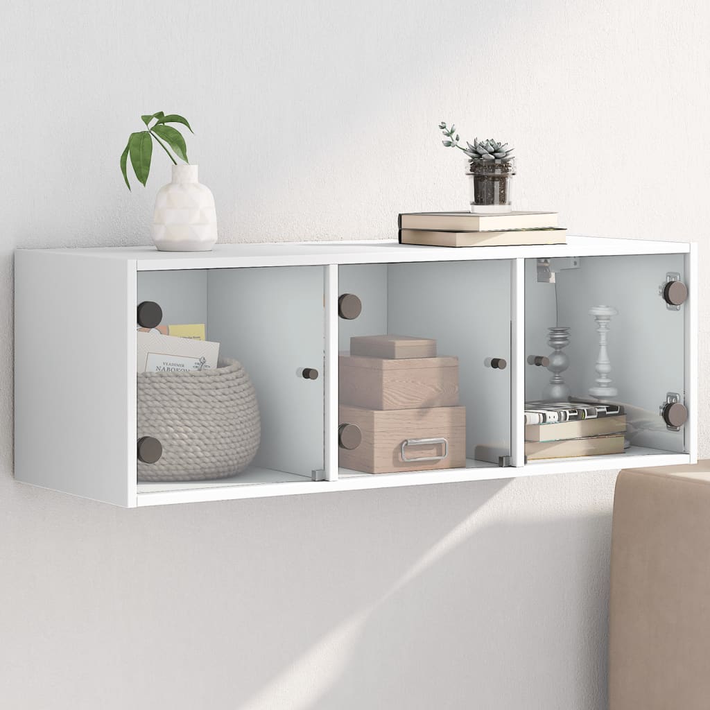 Wall Cabinet with Glass Doors White 102x37x35 cm - Casper Homes