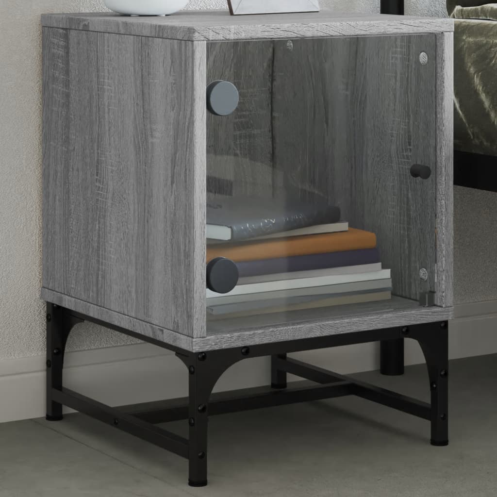 Bedside Table - LYNDEN Nightstand Grey Sonoma 35cm - Brittle & Co