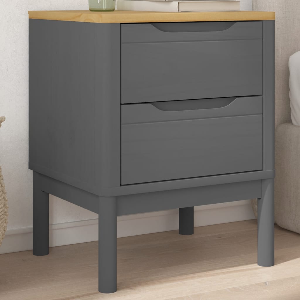 Bedside Cabinet FLORO Grey 45x39x57 cm Solid Wood Pine - Discount Dealers