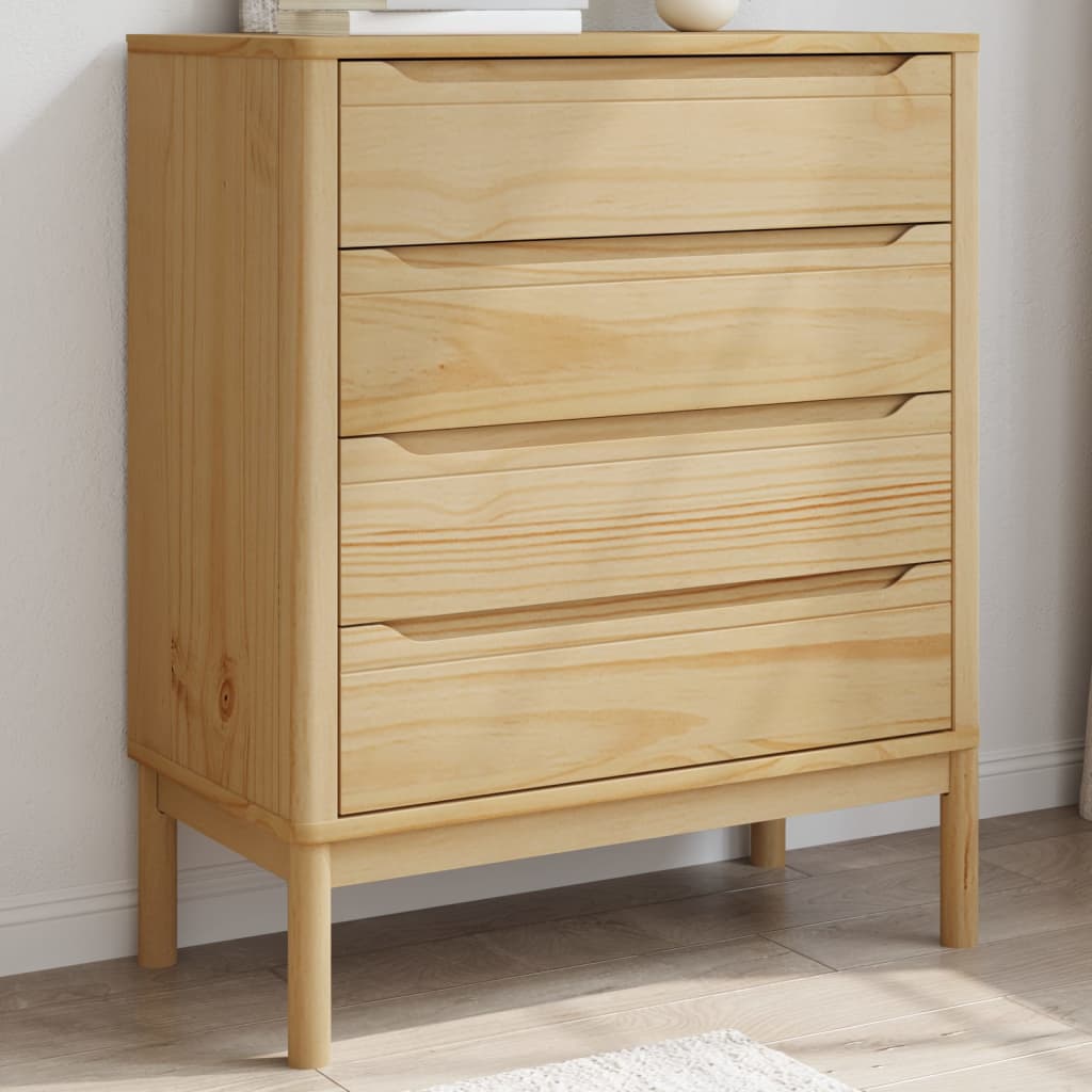 FLUWA Oak Finish Chest of Drawers - Medium-sized, 4 Drawers - Charlotte Dunes
