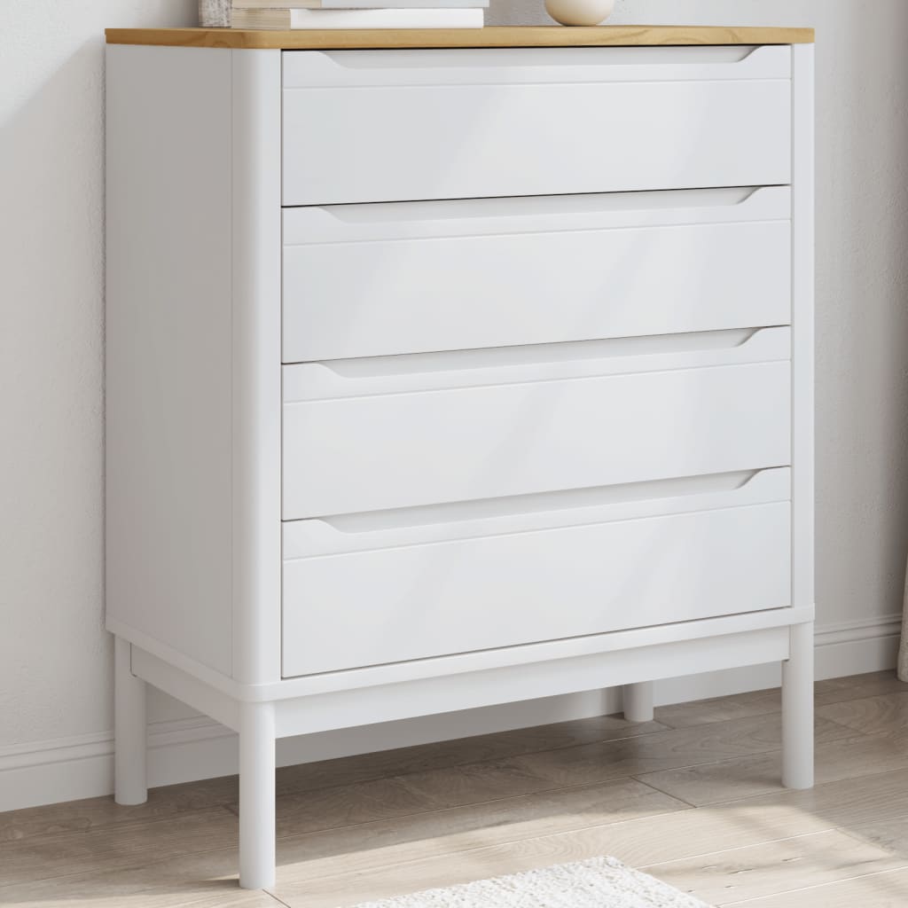 FLUWA White Chest of Drawers - Medium-sized, 4 Drawers - Charlotte Dunes