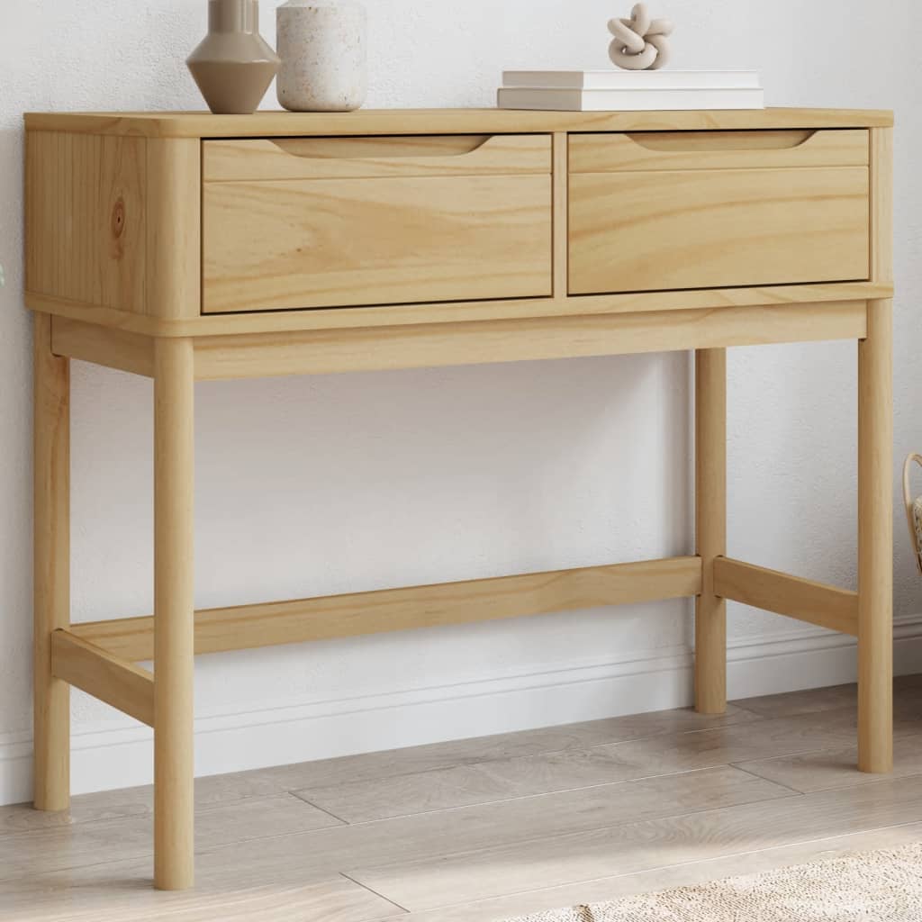 Console Table FLORO Wax Brown 89.5x36.5x73 cm Solid Wood Pine - Decor Base